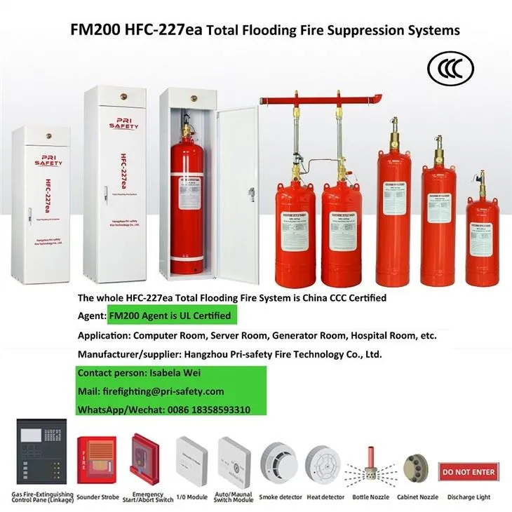 HFC-227ea FM200 Gas Fire Fighting Equipment Total Flood Extinguishing System